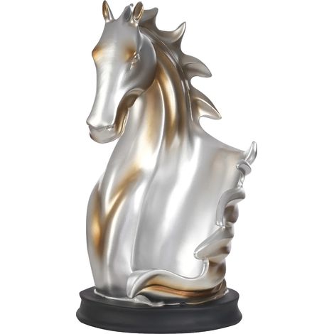 Support de bouteille de vin, design unique de statue de cheval, construction en résine durable, Argent (1/2)