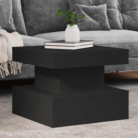 vidaXL Coffee Table with LED Lights Black 50x50x40 cm (1/5)