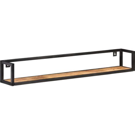 MAISON LA VIE Lot de 2 Étagères murales Étagères flottantes - 120 cm Bois de manguier brut (1/5)