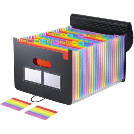 Range Document Bureau, 25 Compartments Organiseurs Trieur Document Range Papier,chemise Extensible Portable En Accordéon Avec Couverture Et Onglets Colorés (1/5)
