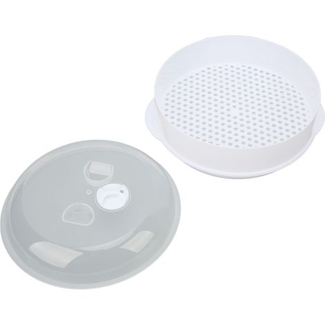 Cuiseur vapeur micro-ondes avec couvercle transparent indéformable et poignée, format moyen, monocouche. (1/5)