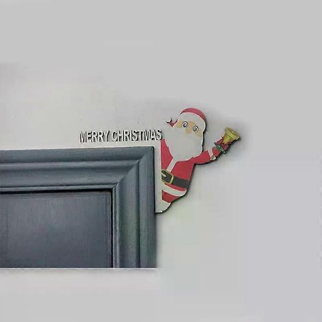 Décoration d'angle de porte en bois pour Noël : Père Noël, renne, pingouin, pendentif. Décoration de Noël pour cadre de porte. (1/5)