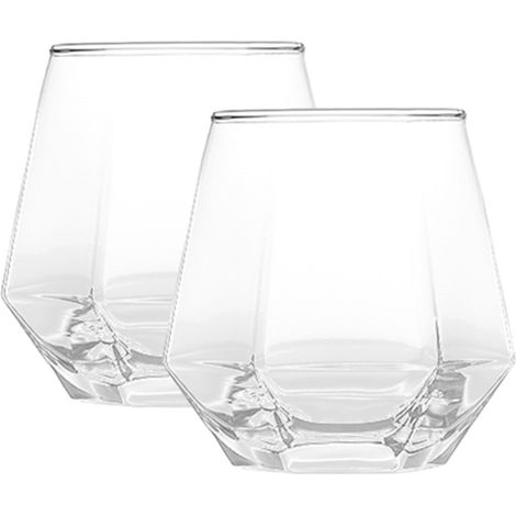 Whiskey Glass - 400 ml - Crystal-Effect Transparent Glass - For Scotch Brandy Vodka Rum Cocktails - Set Of 2 (1/5)