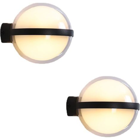 Lot 2 appliques murales veilleuse étanche antirouille lampes décoratives LED forme ronde for pont clôture allée éclairage jardin (1/5)