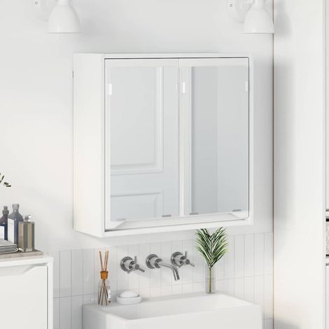 Badezimmerspiegelschrank mit Tür Hochglanz Weiß 60 x 20 x 60 cm