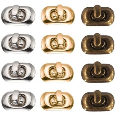 Pair Fermoir Sac 12 Pièces Fermoirs pour Porte Monnaie Fermetures à Tourner Fermoir Cartable Verrouillage Par Rotation Sac Fermoir Pression Sac Twist Lock Fermoir pour Sac