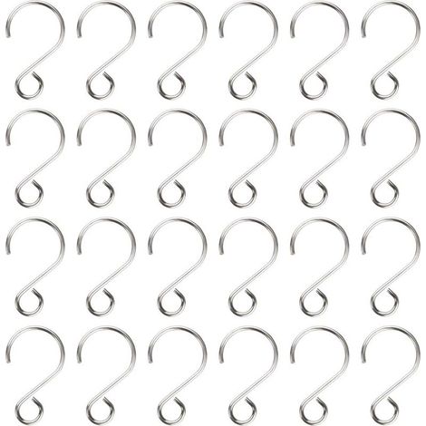 160 PCS Mini Crochet en Forme de S, Crochet En Acier Inoxydable 28mm Petit Crochet d’ornement Accessoires pour Bijoux DIY Cristal Perle Rideau Sapin De Noël (1/5)