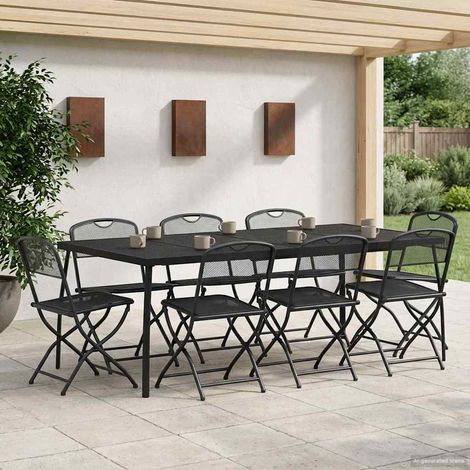 Gartenmöbel Set 9 pcs Anthrazit Eisen und Stahl