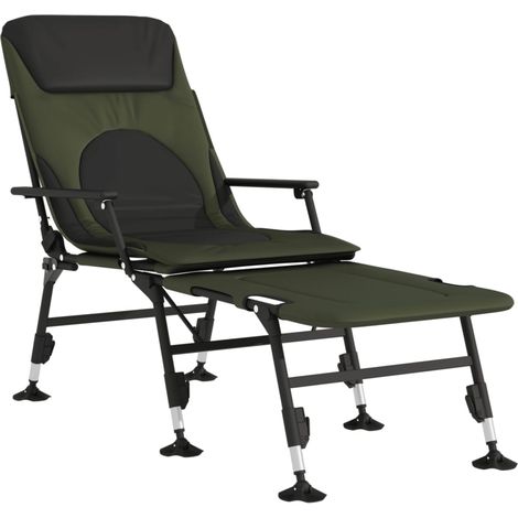 Chaise longue Transat Bain de soleil de pêche avec pieds à boue réglables pliable vert (1/5)