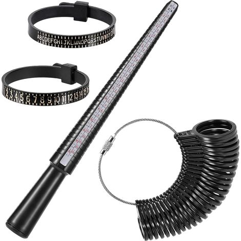 Ensemble d'outils de mesure d'anneau 4 pièces, mesureur de doigt professionnel, règle d'anneau, ajusteur d'anneau, mesureur d'annulaire, mesureur de taille de doigt (1/5)