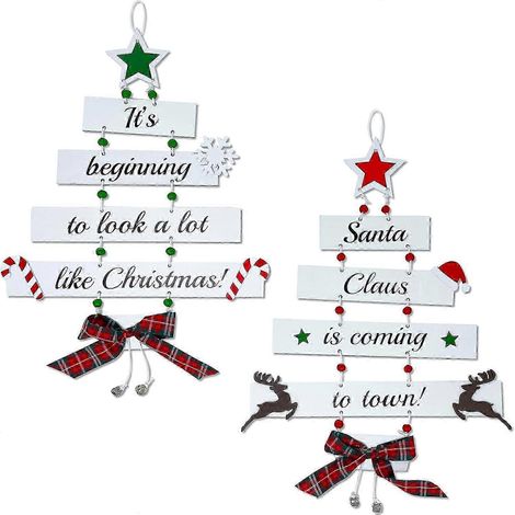 Décorations de Noël en bois de qualité supérieure - Grandes décorations de Noël suspendues pour l'intérieur, ornements de Noël, décorations de plafond de Noël (1/5)