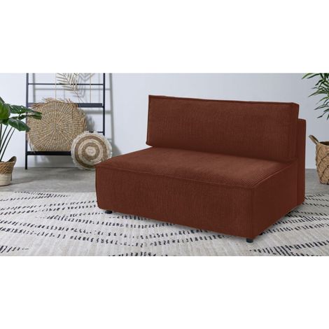 BOBOCHIC - Chauffeuse 2 places sans accoudoir pour canapé modulable NIHAD tissu velours côtelé Orange (1/3)