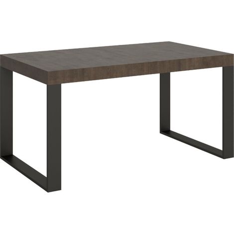 Table industrielle bois foncé et pieds métal anthracite Tiroz 160cm (1/5)