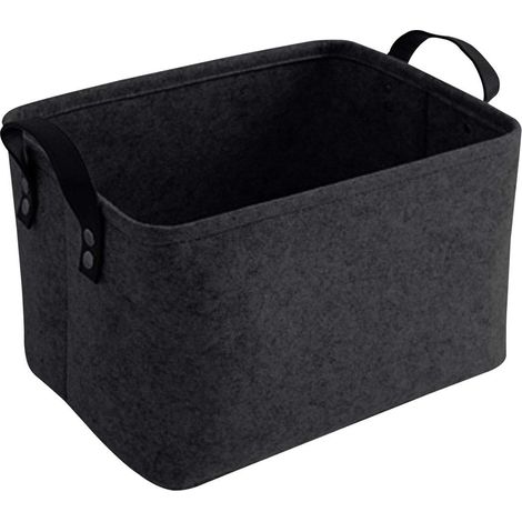 Panier de rangement pliable en feutre pour étagère, linge, armoire, jouets ou papier toilette, 33 x 20 x 23 cm, noir (1/5)