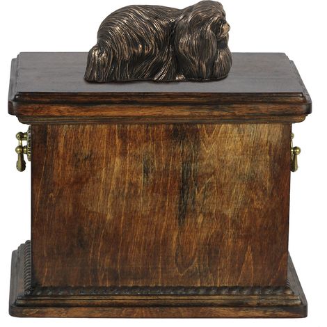 Urne funéraire pour chien Pékinois, ornée d'une statuette, élégante urne de style classique signée Art-Dog (1/5)