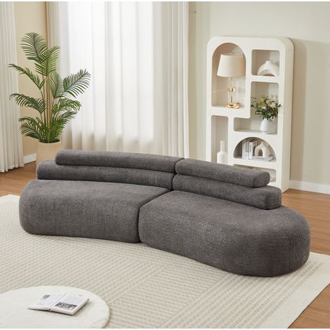 Modulares Sofa in gebogenem Halbmond-Design, Chenille, 306 x 103 x 40 cm, anthrazitgrau HAVRYA (1/5)