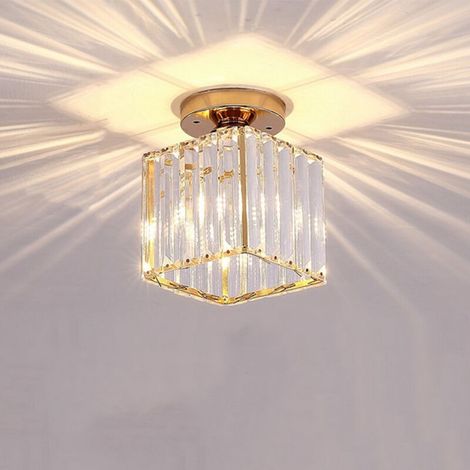 Lampe De Plafond En Cristal Or Plafonnier En Verre Plafonnier Créatif Lustre Moderne E27 Pour Couloir Bureau Chambre Cuisine Balcon Salle À Manger (1/4)