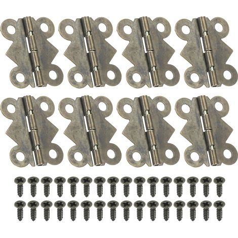 Mini Charnières pour Boîtes à Bijoux 24mm, 8 Pcs 180 Degré Mini Charnières Papillon avec 32 Vis pour Armoire, Boîte en Bois, Tiroir, Artisanat, Couleur Bronze (1/5)