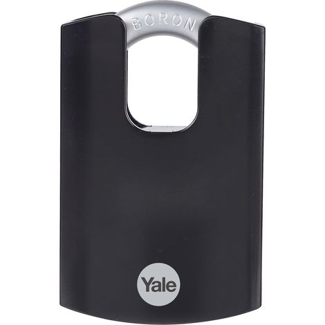 YALE Lucchetto per esterni in acciaio temprato di massima sicurezza Y300CB/63/127/1 corpo 62 mm, attacco a doppio blocco, 3 chiavi (1/5)