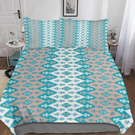 Parure de lit 3 pièces style marocain avec housse de couette imprimée et 2 taies d'oreiller, pour enfants et adolescents. (1/4)