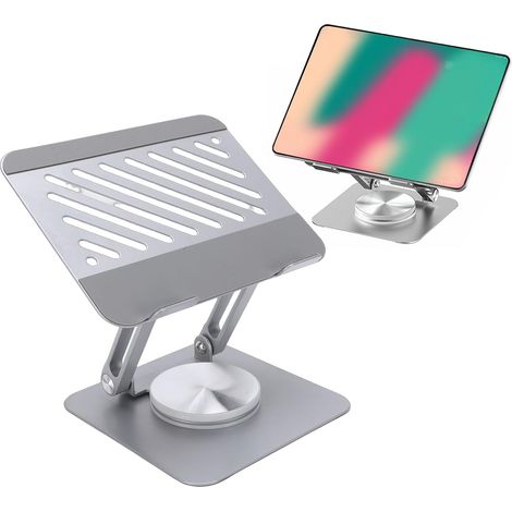 Support de Tablette, Acier Aluminium, Angle Réglable Rotatif à 360 Degrés, avec Base en Silicone Antidérapante, pour Toutes Les Tablettes de 13 Pouces et Moins (1/5)