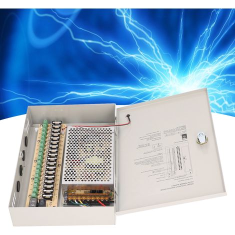 Boîtier d'alimentation centralisé 12 V 10 A à 18 canaux avec boîtier métallique, prise secteur et verrouillage 110 V (1/5)