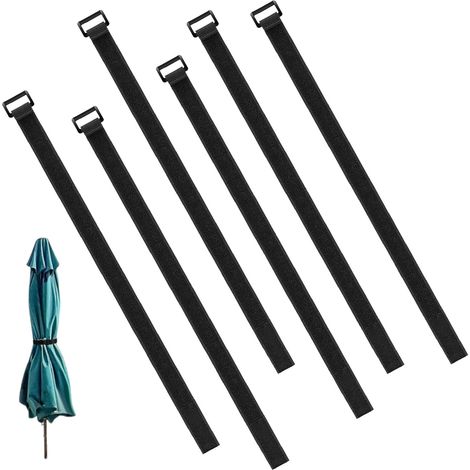 6 Pièces Sangle pour Parasol Sangles de Fixation à Crochet et Boucle Réglables Réutilisables Attaches Câbles Scratch Parasol, Jardin, Cour, Plage - (1/5)