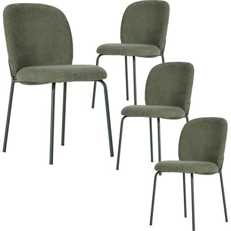 Lot de 4 chaises en tissu polyester doux vert et pieds en métal laqué vert - DARRIS (1/5)