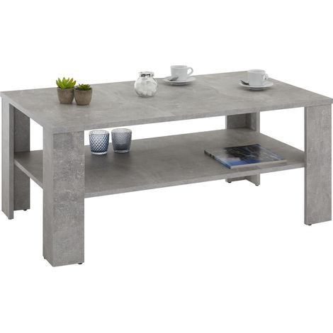 Idimex – Table basse fixe LORIENT en mélaminé décor béton – Plateau spacieux 100x60cm – Surface résistante aux éraflures – Rangement pratique (1/4)