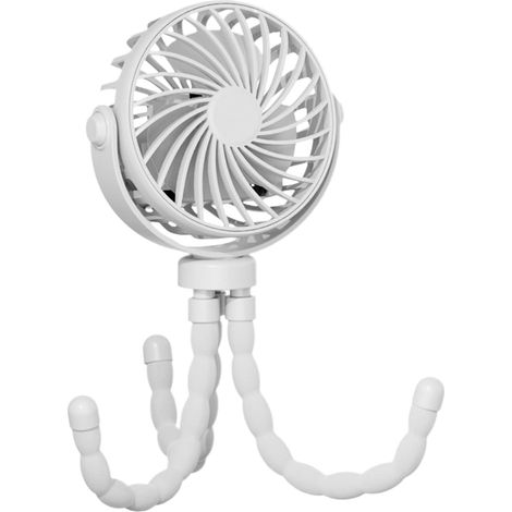 Ventilateur portable - rechargeable à pince – Rotation à 360°, 3 vitesses – pour voyage, berceau et tapis de course (Blanc) (1/5)