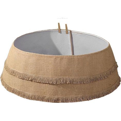 Jupe de sapin de Noël tricotée avec pinces, décorations ajustables, 75 cm, bordure dorée ML-O1499 (1/5)