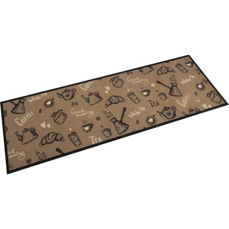 vidaXL Tapis de cuisine lavable imprimé Morning brun 60x180 cm velours