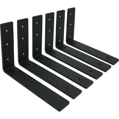 Lot de 6 Equerre Etagere Murale, Supports Pour étagères Lourdes Industrielles, Equerre Charge Lourde, Supports en L, 5 mm d'épaisseur avec Vis (25 cm) (1/5)