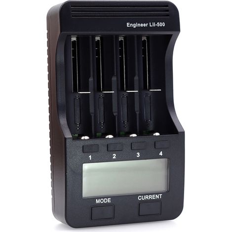 LiitoKala Lii-500 Kit Chargeur Automatique Multifonction 4 Emplacements Batteries Li-ion 3.7V Ni-MH 1.2V Rechargeables Affichage LCD (1/4)