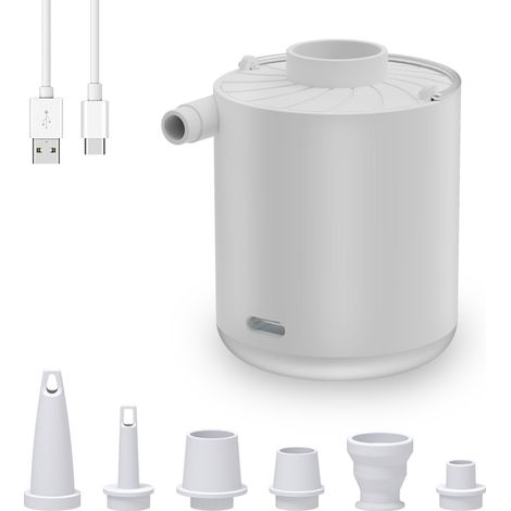 Gonfleur Électrique Rechargeable, Pompe à air Portable avec Lumière LED, Gonfleur/Dégonfleur avec 5 Buses pour Matelas Gonflable, Piscine, Bouée, Bateau Pneumatique, Anneau de Natation (1/5)