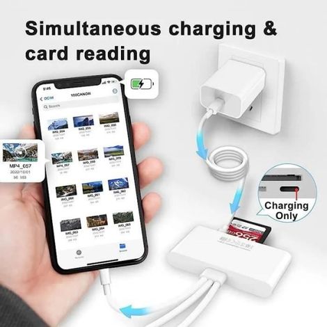 Adaptateur Usb Otg - Lecteur Carte Sd Tf - Pour Iphone Ipad Macbook - 5 En 1 Avec Port Charge Type C - 1 Pièce (1/4)