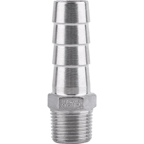 Raccord de tuyau à barbe filetage mâle BSP acier inoxydable SS304 (3/8"x15mm) (1/3)