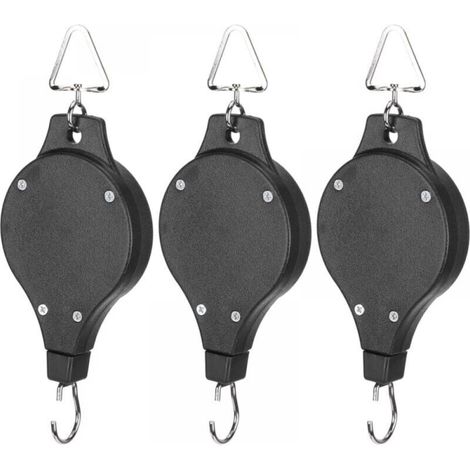 3 Pack Plant Hangers - Retractable Heavy Duty Easy Reach Plant Hanger Hook with Auto Lock Mechanism for Garden Pots and Bird Feeder (1/4)