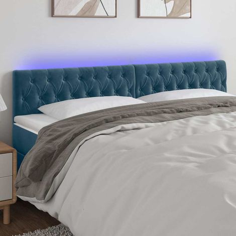 vidaXL Cabecero con LED de terciopelo azul oscuro 180x7x78/88 cm (1/5)