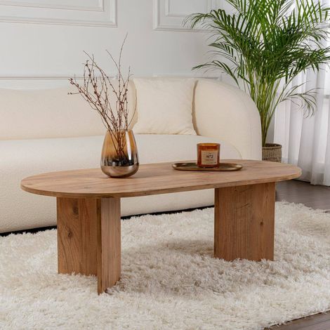 Dmora - Wohnzimmertisch Elain, Niedriger Wohnzimmertisch, Kaffeeregal, Couchtisch für Sofa, 119x60 h40 cm, Kiefer (1/5)