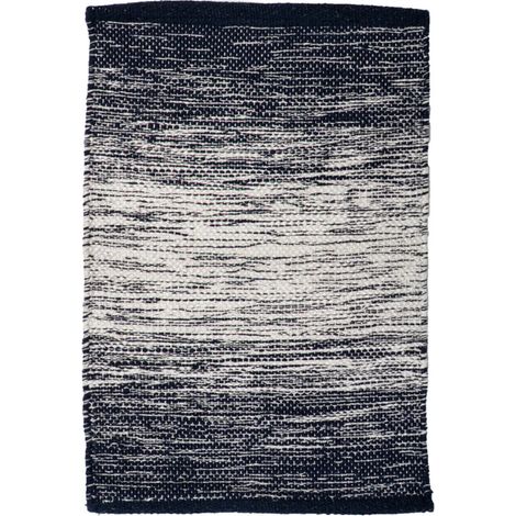 Tapis 40 x 60 cm en coton brodé avec dégradé de bleu vieilli – SAPHIR (1/5)