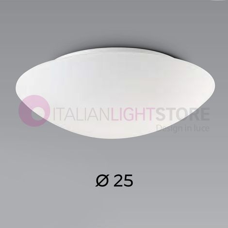PANDORA PLAFONIERA BIANCA DIAMETRO 25CM IN VETRO 1 LUCE ATTACCO E27 (1/4)