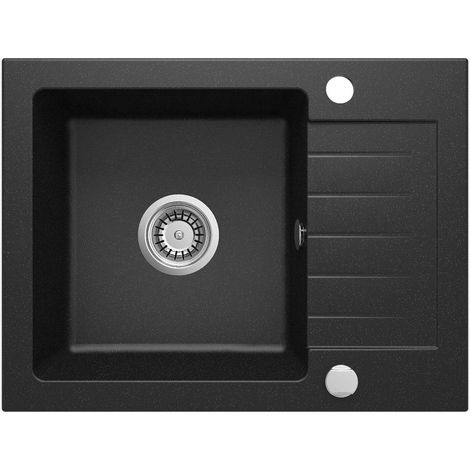 Lavello cucina in granito con 1 vasca e gocciolatoio 58x44 cm grafite metalizzata - Zeno