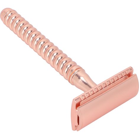 Rasoir de sécurité à double tranchant, manche antidérapant, alliage de zinc, lavable, outil d'épilation corporelle en cuivre (1/5)