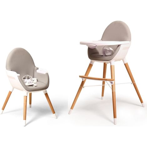 Chaise haute bébé évolutive 2 hauteurs d'assise – Tablette amovible 3 positions – Plateau supérieur lavable – Design scandinave – AT4