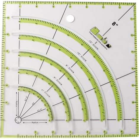 Règle de Quilting en Acrylique de 20 cm, Universelle et Transparente, avec Dimensions en cm et Angles, découpe précise, Pochoir en Acrylique Transparent pour la Mesure et Le Quilting. (1/5)