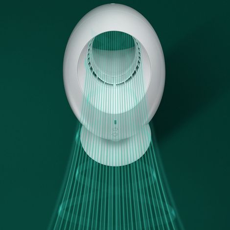 Tischventilator ohne Rotorblätter, 3 Geschwindigkeitsstufen, energiesparend, leise, kleine Größe, mit LED-Licht für Zuhause, Büro oder Schlafzimmer. (1/4)