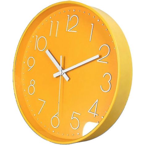 Horloge murale ronde de 25 cm (10 pouces) à quartz silencieux avec chiffres 3D (1/3)