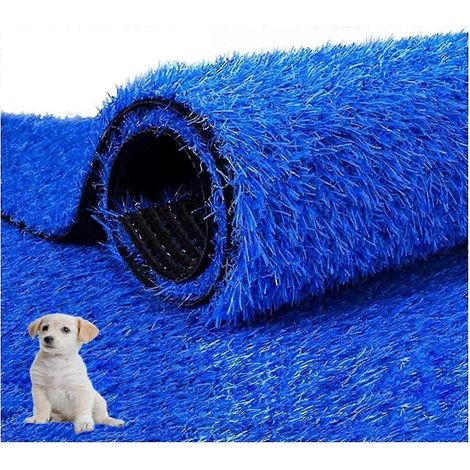 Gazon artificiel bleu de 3 cm de hauteur (50 x 200 cm) pour jardin piscine et extérieur (WSLIHV) (1/5)