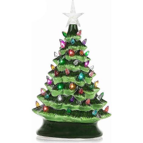 Sapin de Noël en céramique, décoration LED, décoration de Noël de bureau en céramique 25-26 (1/3)